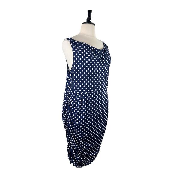 Star Vixen Dress Drape Neck Ruched Bodycon Blue White Polka Dot Women’s Plus 2X - Picture 3 of 12